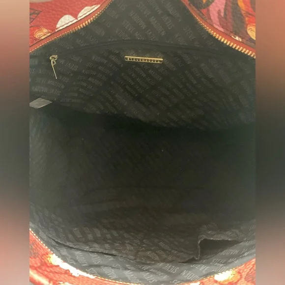EUC 3 pcs. Steve Madden Red Floral Tote With Matching Crossbody and Zipper Bag - Picture 11 of 15